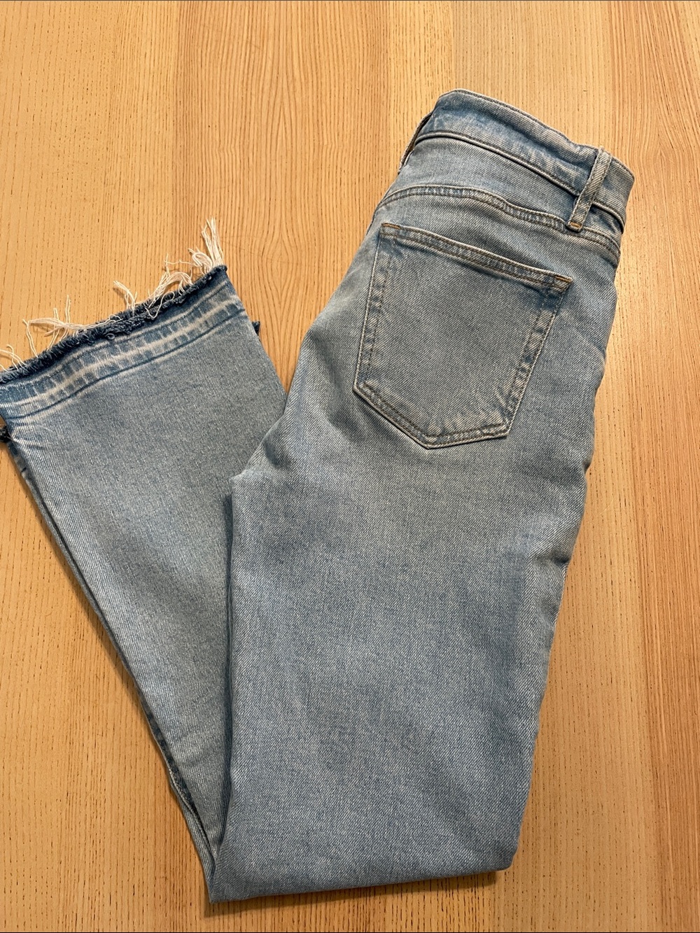 LOFT Light Blue Cropped Frayed-Hem Jeans